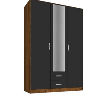 现代实木衣柜su模型