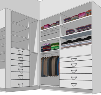 现代实木衣柜su模型