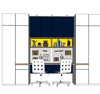 现代实木电脑桌su模型