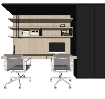 北欧实木电脑桌su模型