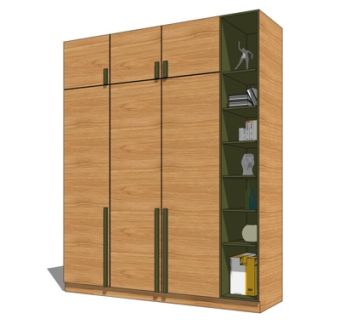 现代实木衣柜su模型