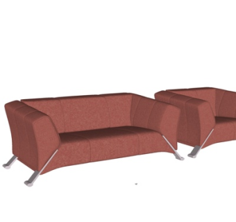 现代布艺双人沙发su模型