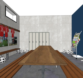 现代学校球员更衣室su模型