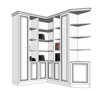 简欧书柜su模型