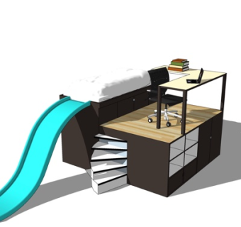 现代儿童床su模型