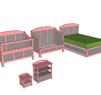 简欧儿童床su模型