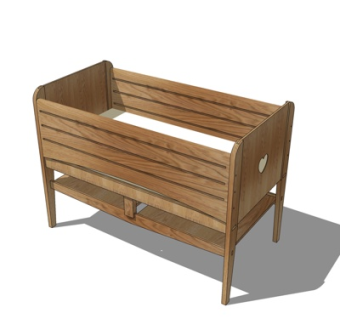 新中式儿童床su模型