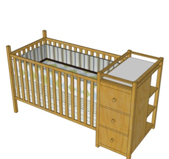 现代儿童床su模型