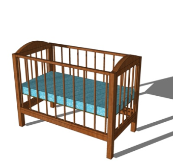 新中式儿童床su模型