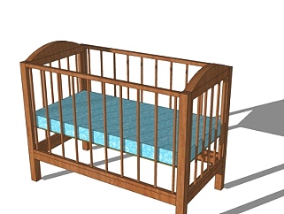 新中式儿童床su模型