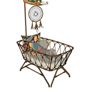 自然风儿童床su模型