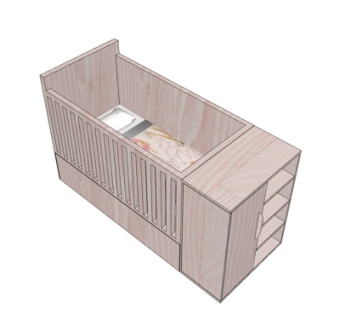 新中式儿童床su模型