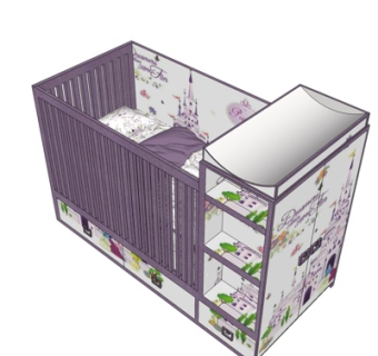 现代儿童床su模型