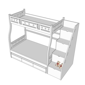 简欧上下床su模型