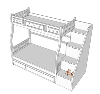 简欧上下床su模型