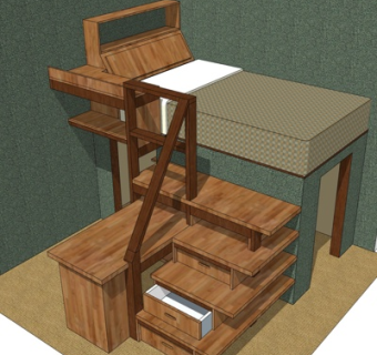 现代儿童床su模型