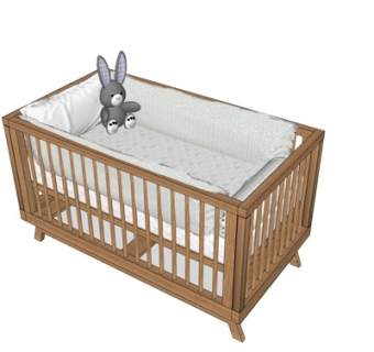 现代儿童床su模型