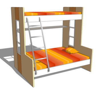 新中式上下床su模型