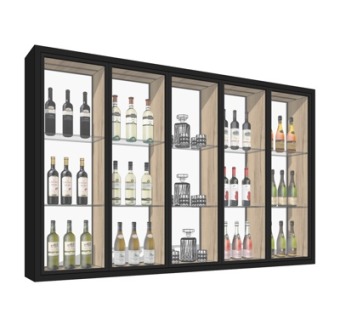 现代实木装饰柜su模型