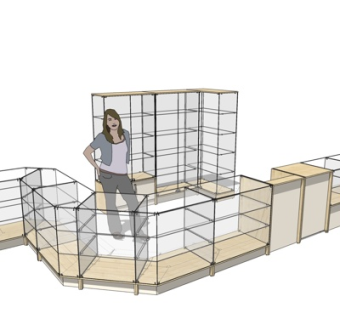 现代玻璃展示柜su模型