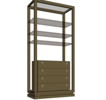 现代实木装饰柜su模型