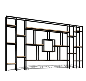 现代实木博古架su模型