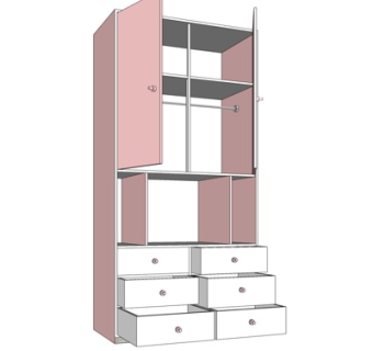 北欧实木衣柜su模型