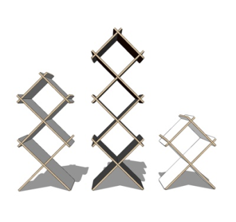 北欧实木书架su模型