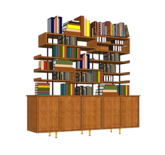 现代实木书柜su模型