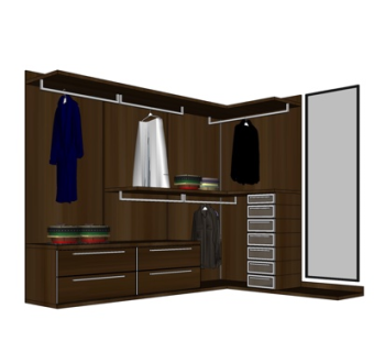 现代实木衣柜su模型