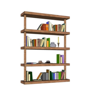 现代实木书柜su模型