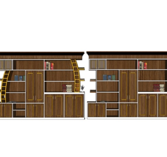 现代实木书柜su模型