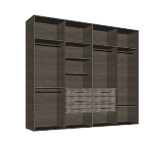 现代实木衣柜su模型