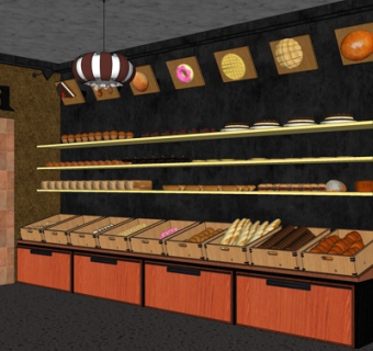 现代超市展示柜su模型