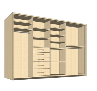 现代实木衣柜su模型