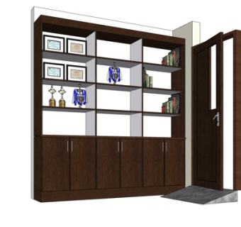 现代实木装饰柜su模型