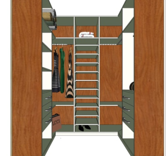 现代实木衣柜su模型