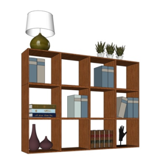 现代实木书柜su模型
