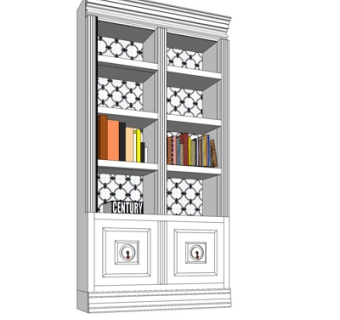 欧式实木书柜su模型