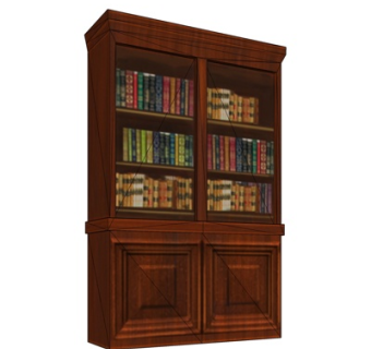 美式实木书柜su模型