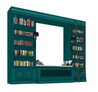 欧式实木书柜su模型