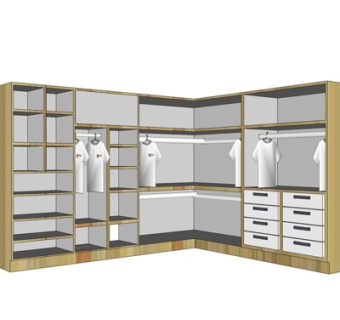 现代实木衣柜su模型