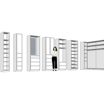 现代实木衣柜su模型