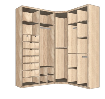 北欧实木衣柜su模型