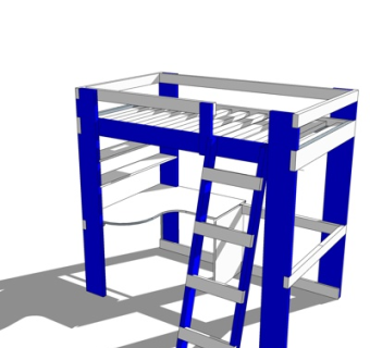 现代儿童高低床su模型
