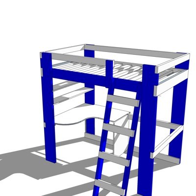 现代儿童高低床su模型