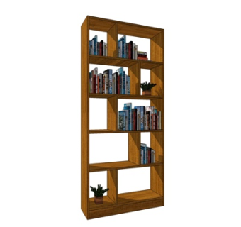 现代实木书柜su模型