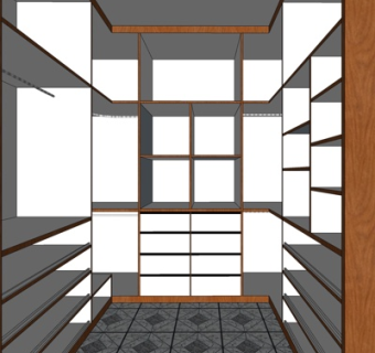 现代实木衣柜su模型