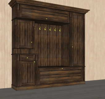 现代实木衣柜su模型