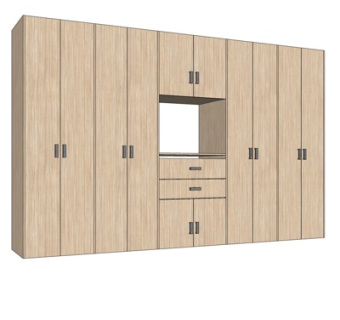 现代实木衣柜su模型